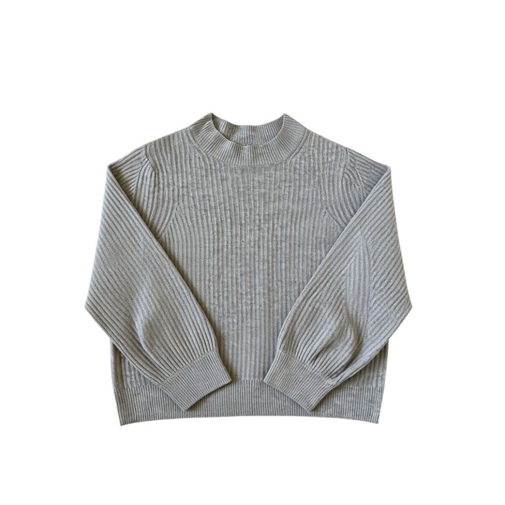 Soft Grey Sweater Pullover Balloon Sleeves | Boxy Loose Fit | XL